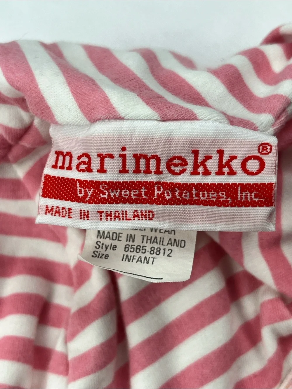 90s Marimekko Cotton Fruit Print Vintage Finnish Striped Bucket Sun Hat Infant